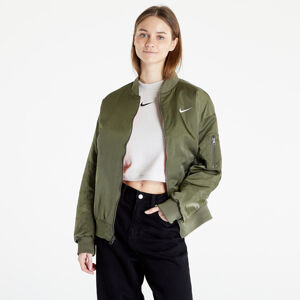 Nike Sportswear Women's Varsity Bomber Jacket Medium Olive/ Safety Orange/ White