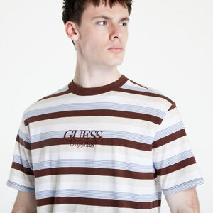 GUESS Cole Heather Stripe Tee Brown/ White/ Blue
