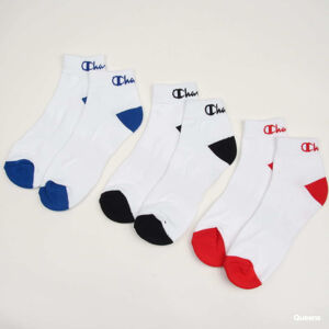 Champion 3 Pack Ankle Socks White/ Blue/ Red