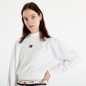 TOMMY JEANS Boxy Crop Xs Badge Hoodie White