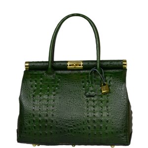 Talianská kožená kabelka Laureta Verde Cocco