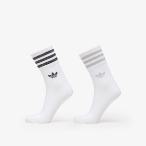adidas Mid-Cut Glitter Crew Socks 2-Pack White/ Grey Two/ Black