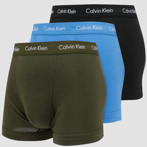 Calvin Klein 3Pack Trunks Cotton Stretch olivové / svetlomodré / čierne