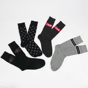 Ponožky CALVIN KLEIN JEANS Mens 4Pack Giftbox Socks čierne / melange šedé