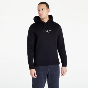 Mikina FRED PERRY Embroidered Hooded Sweatshirt Black/ DK White