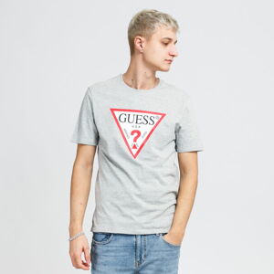 Tričko s krátkym rukávom GUESS M Triangle Logo Tee melange šedé