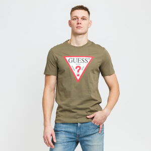 Tričko s krátkym rukávom GUESS M Triangle Logo Tee olivové
