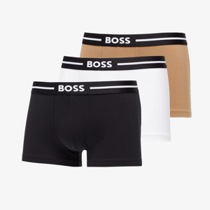 Hugo Boss 3-Pack of Stretch-Cotton Trunks With Logo Waistbands Čierne/Biele/Hnedé