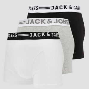 Jack & Jones Sense Trunks 3Pack biele / čierne / melange šedé