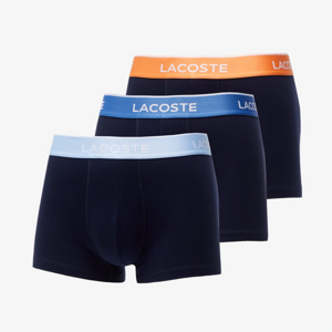 LACOSTE 3 Pack Navy Casual Trunks With Contrasting Waistband Navy blue/ blue/ orange