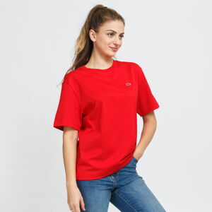 Dámske tričko LACOSTE W Crew Neck Premium Cotton T-shirt červené