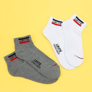 Ponožky Levi's ® 2Pack Mid Cut Sportwear Logo Socks biele / melange šedé