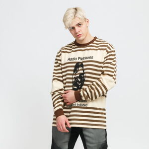PLEASURES Chiller Striped Thermal Shirt svetlobéžové / hnedé