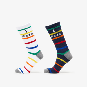 Ponožky Polo Ralph Lauren Stripes Crew Sock 2 Pairs biele / navy