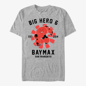 Queens Disney Big Hero 6 Movie - Baymax Collegiate Unisex T-Shirt Heather Grey