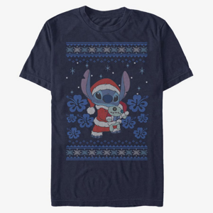 Queens Disney Lilo & Stitch - Holiday Stitch Unisex T-Shirt Navy Blue