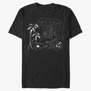 Queens Disney Lilo & Stitch - Stitch Surf Line Art Unisex T-Shirt Black