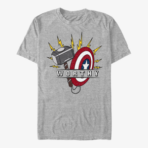 Queens Marvel Avengers: Endgame - Worthy Hammer And Shield Men's T-Shirt Heather Grey