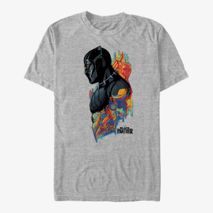 Queens Marvel Black Panther: Movie - Colorful Panther Unisex T-Shirt Heather Grey