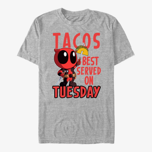 Queens Marvel Deadpool - Served Tuesday Unisex T-Shirt Heather Grey