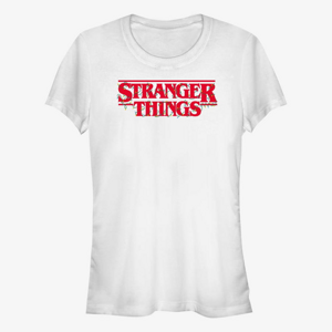 Queens Netflix Stranger Things - Christmas Lights Logo Women's T-Shirt White