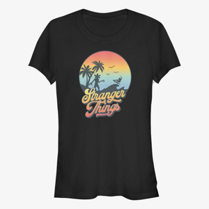 Queens Netflix Stranger Things - Stranger Retro Sun Women's T-Shirt Black