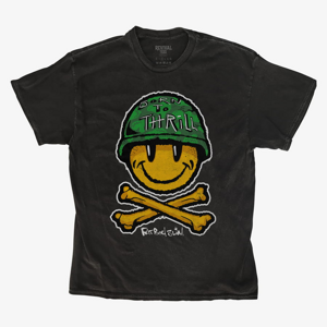 Queens Revival Tee - Fatboy Slim Born To Thrill Army Smiley And Crossbones Unisex T-Shirt Black