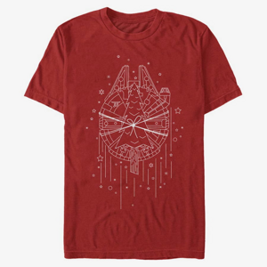 Queens Star Wars: Classic - Falcon Christmas Line Art Men's T-Shirt Red