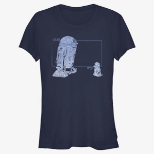 Queens Star Wars: The Mandalorian - GROGU R2 VINTAGE Women's T-Shirt Navy Blue