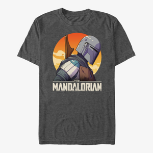 Queens Star Wars: The Mandalorian - Mando Sunset Sil Unisex T-Shirt Dark Heather Grey