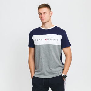 Tričko s krátkym rukávom Tommy Hilfiger CN SS Tee Logo Flag tmavomodré / melange šedé / biele