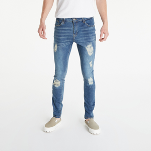 Jeans Urban Classics Blue Heavy Destroyed Washed tyrkysové