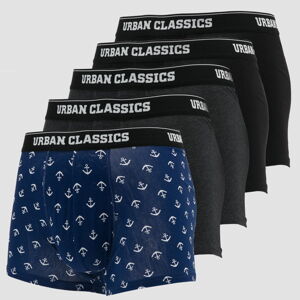 Urban Classics Boxer Shorts 5-Pack čierne / tmavošedé / navy