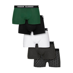 Urban Classics Boxer Shorts 5-Pack wht+dgrn+cha+logo aop+blk - S