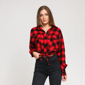 Dámska košeľa Urban Classics Ladies Short Oversized Check Shirt červená / čierna