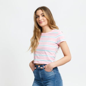 Dámske tričko Urban Classics Ladies Stripe Cropped Tee ružové / svetlomodré / biele