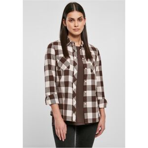 Urban Classics Ladies Turnup Checked Flanell Shirt pink/brown - XS