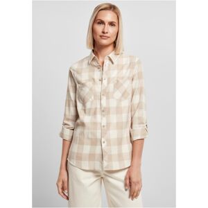Urban Classics Ladies Turnup Checked Flanell Shirt whitesand/lighttaupe - XL