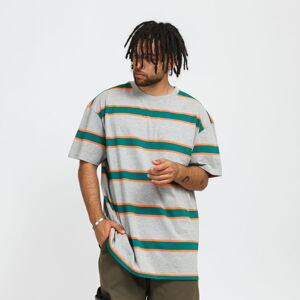 Tričko s krátkym rukávom Urban Classics Light Stripe Oversize Tee melange šedé / tmavozelené / oranžové