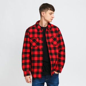 Jesenná bunda Urban Classics Padded Check Flannel Shirt červená / čierna