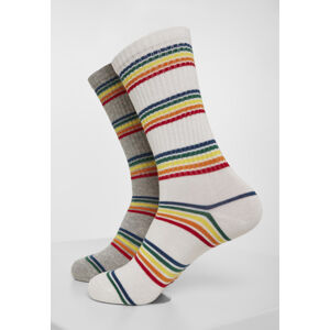 Urban Classics Rainbow Stripes Socks 2-Pack grey/white - 43–46