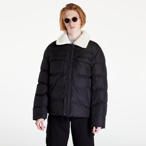 Pánska zimná bunda Urban Classics Sherpa Collar Padded Shirt Jacket black/ relaxed